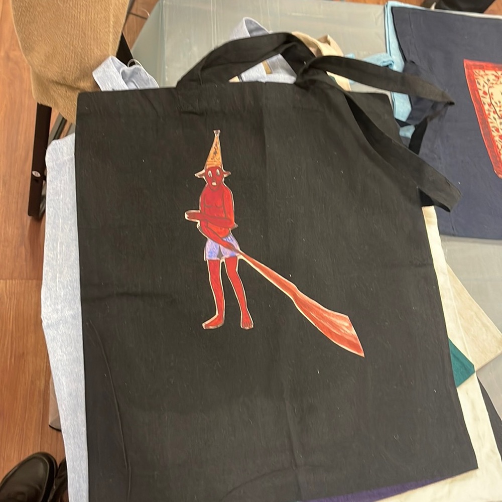 Persian red demon recycled cotton tote bag black